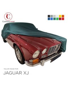 Custom tailored indoor car cover Jaguar XJ with mirror pockets