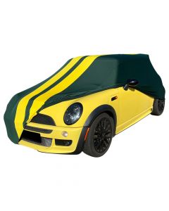 Indoor car cover Mini Cooper S (R53) green with yellow striping