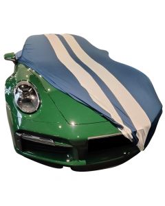 Indoor car cover Porsche 911 (992) Blue with white striping