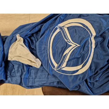 Maßgeschneiderte indoor Autoabdeckung Mazda MX-5 NC Le Mans Blue mit Spiegeltaschen print inkl.