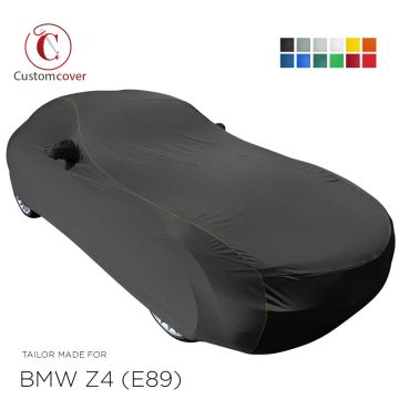 Custom tailored indoor car cover BMW Z4 (E89) Black with mirror pockets and yellow piping