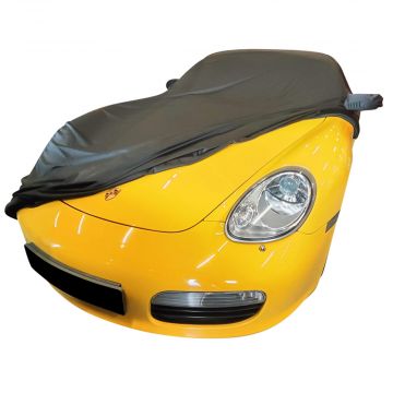 Custom tailored indoor car cover Porsche Boxster 987 Black with mirror pockets