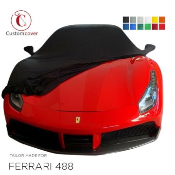 Custom tailored indoor car cover Ferrari 488 with mirror pockets