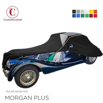 Custom tailored indoor car cover Morgan Plus 8 with mirror pockets
