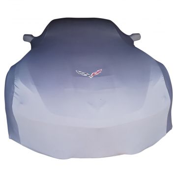 Indoor car cover Chevrolet Corvette C7 Stuttgart Grey with mirror pockets and print