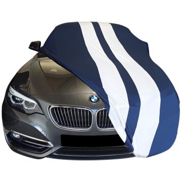 Indoor car cover BMW 2-Series F22 coupe Blue with white striping