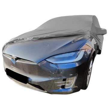 Indoor car cover Tesla Model X with mirror pockets
