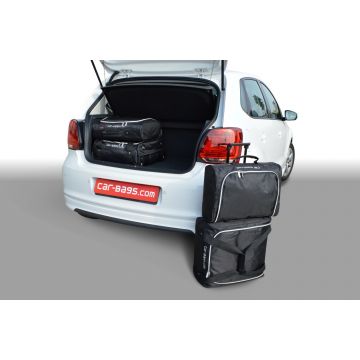 Travel bags tailor made for Volkswagen Polo 5 (6R - 6C facelift) 2009-2017 3 & 5-door hatchback Adjustable boot floor in highest position 2009-2017