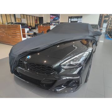 Custom tailored indoor car cover BMW Z4 (G29) Black with black piping and mirror pockets
