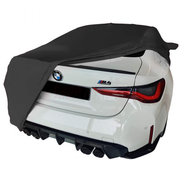 Bâche design spéciale adaptée à BMW M4 Coupe (F82) 2014-2020 Grey with  black striping housse de voiture pour l'intérieur