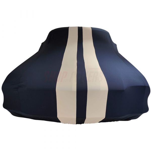 Special design indoor car cover fits Mazda 626 (3rd gen) 1987-1992 Blue  with white striping