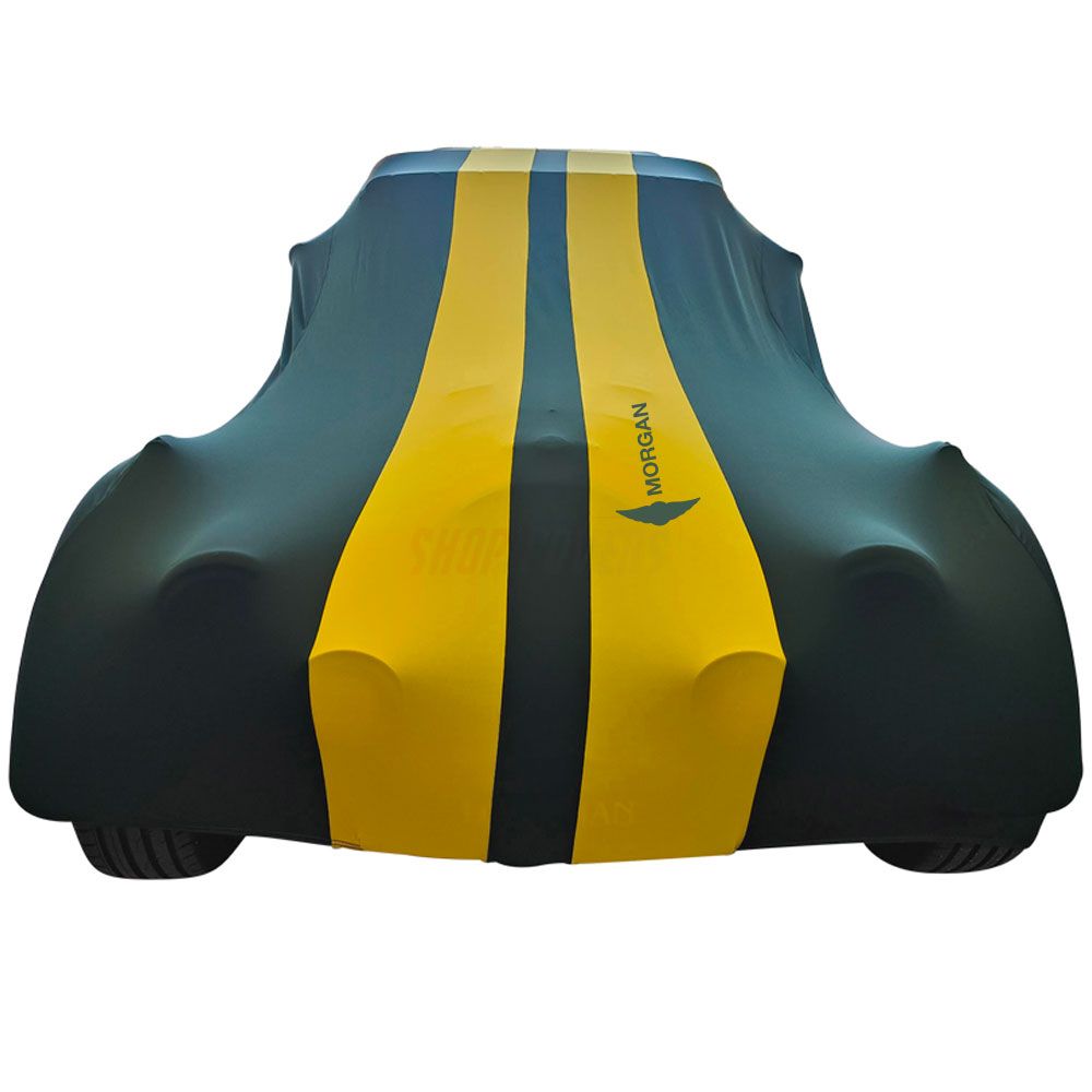 Bâche design spéciale adaptée à Morgan Plus 4 new 2006-present Green with  yellow striping housse de voiture pour l'intérieur