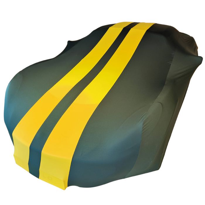 Indoor car cover Maserati MC 20 green with yellow striping