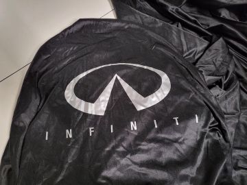 Custom tailored indoor car cover Infiniti FX45 Berlin Black with mirror pockets print included