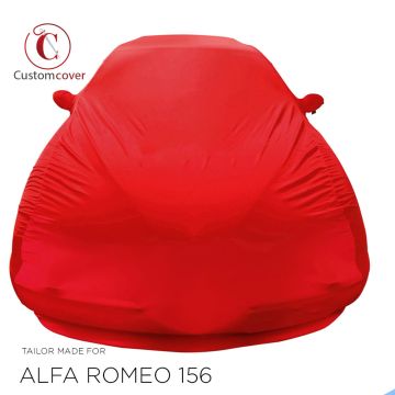 Custom tailored indoor car cover Alfa Romeo 156 GTA Berlina/Sedan red with piping and mirror pockets