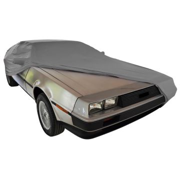 Indoor car cover DeLorean DMC-12 with mirror pockets with print Stuttgart Grey