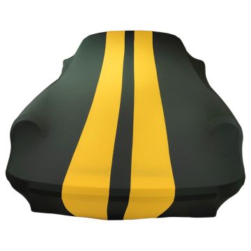 Indoor car cover Porsche Boxster 981 green with yellow striping