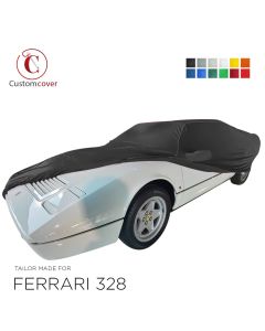 Custom tailored indoor car cover Ferrari 328 with mirror pockets