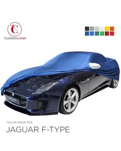 Custom tailored indoor car cover Jaguar F-Type convertible with mirror pockets