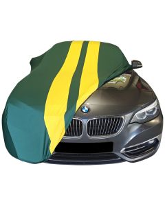 Indoor car cover BMW 1-Serie (F20) 5-door green with yellow striping