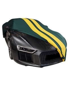 Indoor car cover Audi R8 Spyder Mk2 green with yellow striping