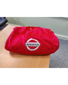 Custom tailored indoor car cover Nissan Note Maranello Red with mirror pockets print included