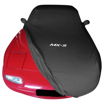 Indoor car cover Mazda MX-5 NA with mirror pockets and print Berlin Black