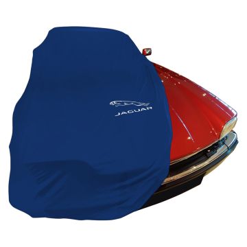 Indoor car cover Jaguar XJS with Jaguar leaper print Le Mans Blue