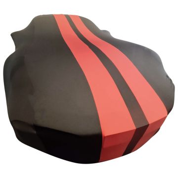 Indoor car cover Porsche 911 (992) black with red striping