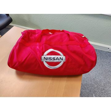 Custom tailored indoor car cover Nissan Note Maranello Red with mirror pockets print included