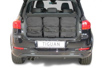 Reisetaschen-Set maßgeschneidert für Volkswagen Tiguan (5N)  Adjustable boot floor in highest position 2007-2015