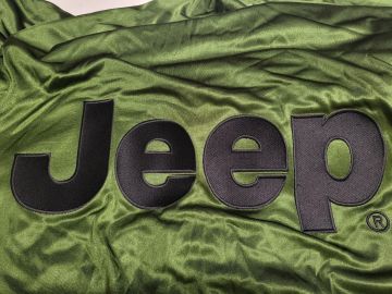 Custom tailored indoor car cover Jeep Grand Cherokee 3-Series Green with mirror pockets and print