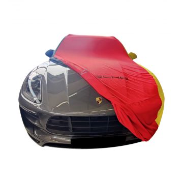 OEM indoor car cover Porsche Macan red yello black with mirror pockets and logo