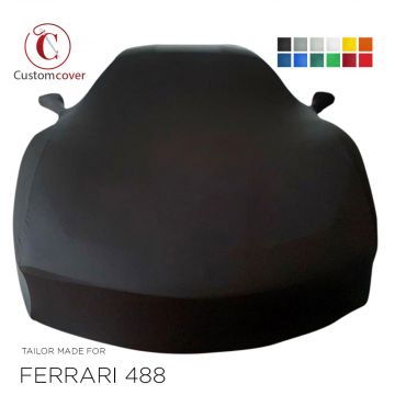 Custom tailored indoor car cover Ferrari 488 with mirror pockets
