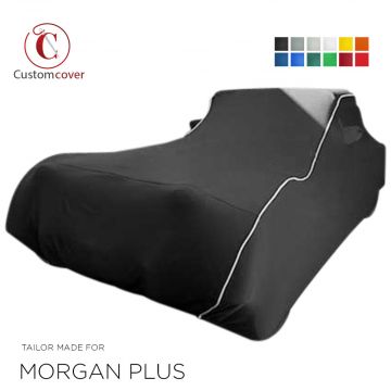 Custom tailored indoor car cover Morgan Plus 8 with mirror pockets