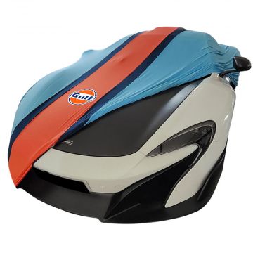 Indoor car cover McLaren 675LT Gulf design with Gulf logo