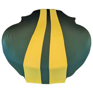 Indoor car cover Saab 96 green with yellow striping