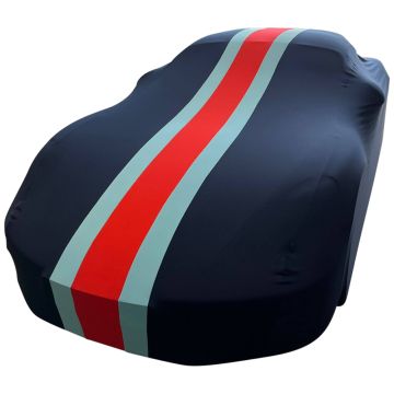 Indoor car cover Ferrari 296 GTB blue with red and lightblue striping