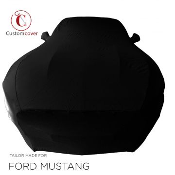 Custom tailored outdoor car cover Ford Mustang 6 Black with mirror pockets and windbelts
