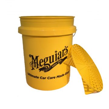 Yellow Bucket 5 Gal - Incl. Grit Guard and Lid - Meguiar's car care product