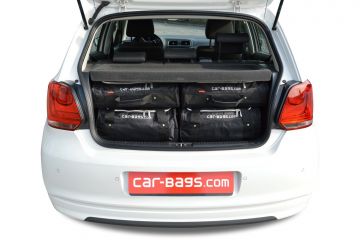 Travel bags tailor made for Volkswagen Polo 5 (6R - 6C facelift) 2009-2017 3 & 5-door hatchback Adjustable boot floor in highest position 2009-2017