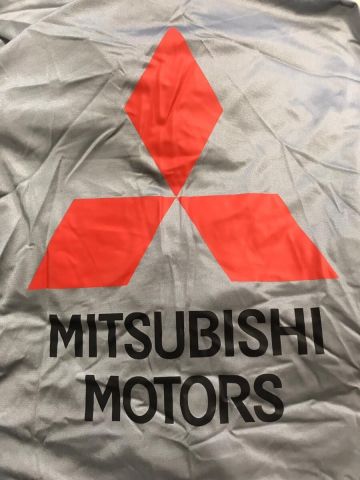 Maßgeschneiderte indoor Autoabdeckung Mitsubishi Pajero 1-Series 3-doors Light grey mit Spiegeltaschen print inkl.