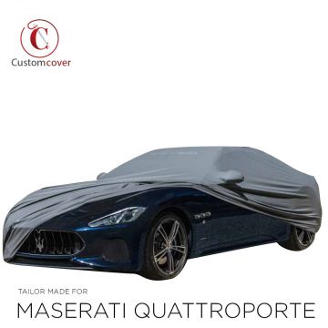 Custom tailored outdoor car cover Maserati Quattroporte 4-Series Dark Grey with mirror pockets